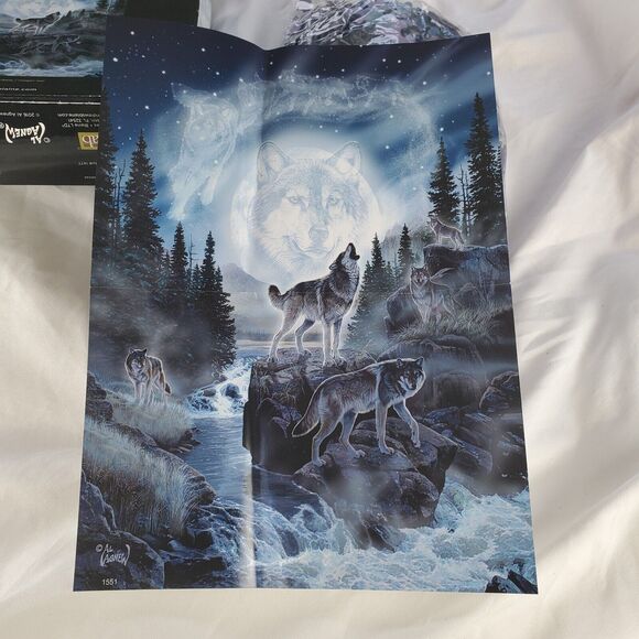 Al Agnew 1000 Piece Puzzle Moon Wolf 20x27 Made In USA Factory Sealed w Poster - Picture 4 of 5